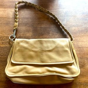 NICOLI-beige bag leather RVlock - RFach + magnetic flap braid handles